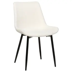 Set of 2 Dining Chairs AVILLA Boucle White