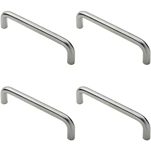 4x Round D Bar Pull Handle 244 19mm 225mm Fixing Centres Satin Steel