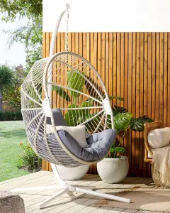 Hanging Chair with Stand ACRI PE Rattan White