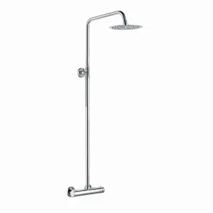 ENKI Dune Chrome Single Outlet Brass Thermostatic Overhead Shower Slim 200mm