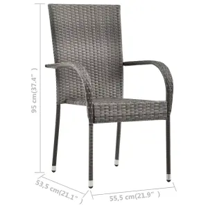 Berkfield Stackable Outdoor Chairs 4 pcs Grey Poly Rattan