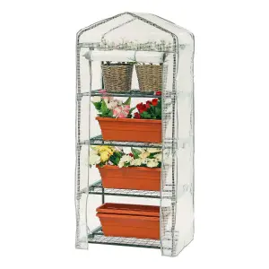 4-Tier Greenhouse Replacement Cover - Greenhouse or Grow Tunnel House - Strong Reinforced PE Material - Outdoor Gardening