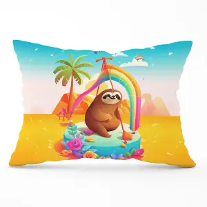 Sloth On A Beach Holiday Cushions 33cm x 48cm