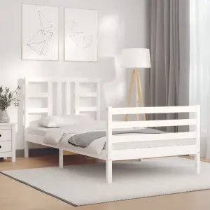 Berkfield Bed Frame with Headboard White 90x200 cm Solid Wood