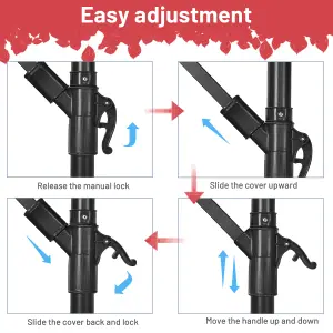 Costway 3 x 3m Patio Offset Umbrella Backyard Garden Cantilever Parasol w/ 8 Ribs