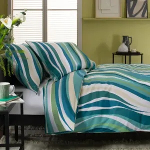 Smith Wave Printed 100% Cotton Duvet Cover Set