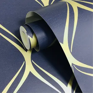 World of Wallpaper Clifton Wave Geometric Wallpaper Navy/Gold (WOW41964-BUR)