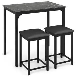 Costway 3-Piece Dining Table Set Modern Bar Table w/ 2 Upholstered Bar Stools