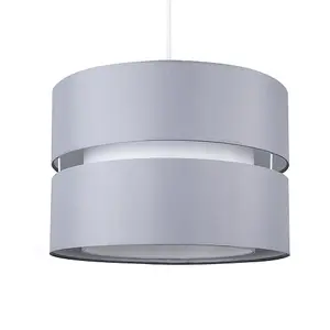 ValueLights Sophia Grey Ceiling Pendant Shade and B22 GLS LED 10W Warm White 3000K Bulb