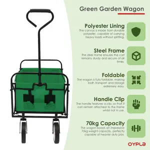 Oypla Green Heavy Duty Foldable Garden Festival Trolley Folding Cart Wagon Truck Wheelbarrow