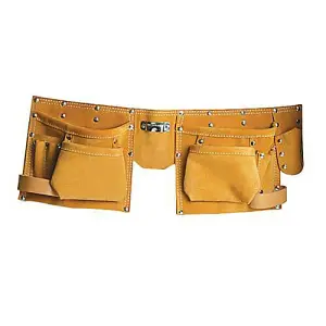 Double Pouch 8 Pocket Tool Belt 300mm x 200mm Heavy Duty Suede & Leather