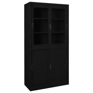 Berkfield Office Cabinet with Sliding Door Black 90x40x180 cm Steel