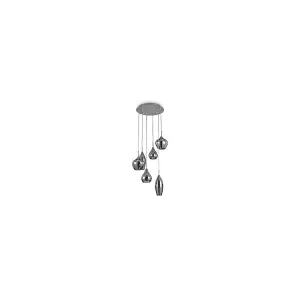 Luminosa Soft  6 Light Spiral Cluster Ceiling Pendant Grey, E14