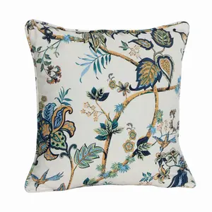 Channelview Floral Square Throw Cushion With Filling Blue