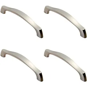 4x Chunky Arched Grip Pull Handle 156 x 15mm 128mm Fixing Centres Satin Nickel