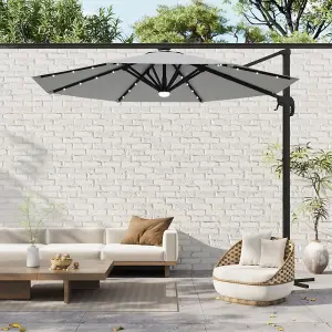 3M Light Grey Canopy Tilting Solar Roman Umbrella