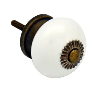 Nicola Spring - Round Ceramic Cabinet Knobs - White - Pack of 6