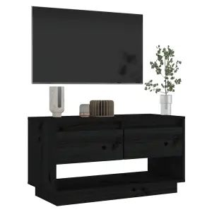 vidaXL TV Cabinet Black 74x34x40 cm Solid Wood Pine