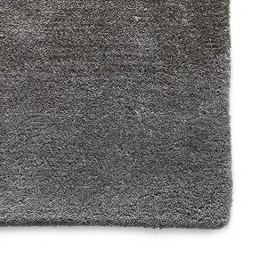 Grey Handmade Luxurious Modern Plain Wool Abstract Rug For Bedroom & Living Room-120cm X 170cm