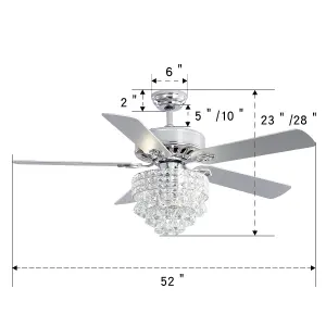 Modern Adjustable Lighting Ceiling Fan Light Fixture with Remote Control 52 Inch