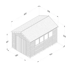 Timberdale 12x8  Apex Shed - Four Windows - Double Door