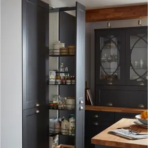 GoodHome Pebre Grey Larder 30cm Pull-out storage