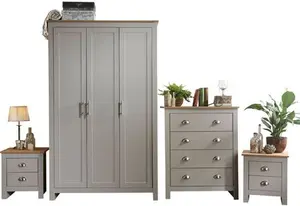 Lancaster 4 Piece Bedroom Furniture Set Grey | Robert Dyas