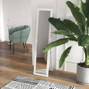 Mahalet Rectangle Wood Floor Mirror White