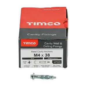 Timco - Metal Cavity Anchors - Zinc (Size M4 x 38 (45mm Screw) - 100 Pieces)