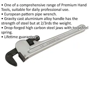 350mm Aluminium Pipe Wrench with Carbon Steel Jaws for Professional Use