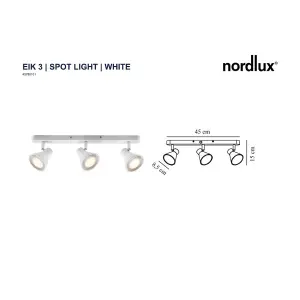 Nordlux Eik 3-Spot Indoor Dining Kitchen Metal Spot Light in White (Diam) 8.5cm