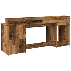 Berkfield Desk with LED Lights Old Wood 200x55x91 cm Engineered Wood