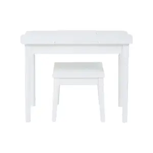 Interiors by Premier Childrens Dressing Table and Chair, Crisp White Dressing Table with Mirror, Body Posture Vanity Chair