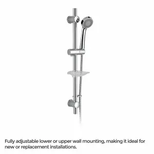 Flora Chrome Round 3 Way Concealed Thermostatic Shower Mixer Set - Slider Rail, Shower Head, Handset & Bath Filler Spout