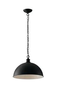 Luminosa Charleston Dome Bar Pendant, Black White, E27