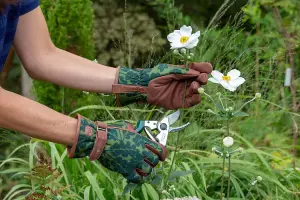 Burgon & Ball Ladies Oak Leaf Gardening Gloves in Moss Green Love the Glove - Medium / Large