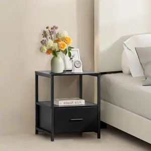 NS 1 Drawer Bedside Table Black