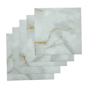 10Pcs Marble Texture Self Adhesive PVC Peel and Stick Flooring Tiles 30x30cm