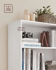 VASAGLE Bookcase, Bookshelf with 3 Shelves, Shelving Unit, for Living Room, Study, Office, Bedroom, Modern Style, Cloud White