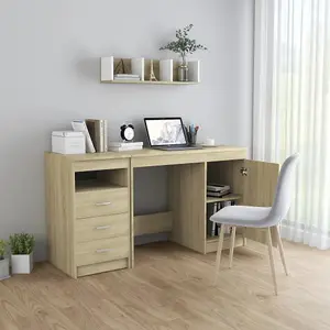 Berkfield Desk Sonoma Oak 140x50x76 cm Engineered Wood