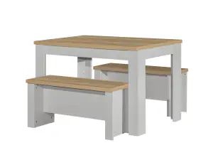 Birlea Highgate Dining Table & Bench Set Grey & Oak