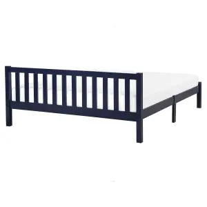 Wooden EU King Size Bed Navy Blue FLORAC