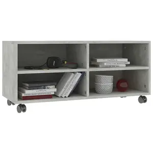 Berkfield TV Cabinet with Castors Concrete Grey 90x35x35 cm Engineered Wood