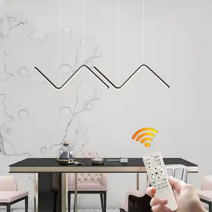 Garwarm Black Modern LED 120 Linear Wave Pendant Light