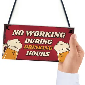 Red Ocean Funny Bar Signs DRINKING HOURS Man Cave Bar Pub Sign Gift For Him Home Bar Sign