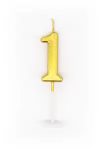 Shatchi Gold 1 Number Candle Birthday Anniversary Party Cake Decorations Topper