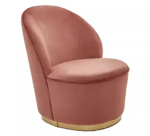 Interiors by Premier Luxurious Dusty Pink Velvet Gold Base Chair, Modern Armless Chair For Livingroom, Wooden Chair For Bedroom