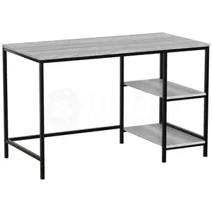 Vida Designs Brooklyn Grey Desk with 2 Shelves Sturdy Computer Office Desk