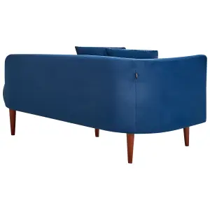 Left Hand Velvet Chaise Lounge Blue CHAUMONT