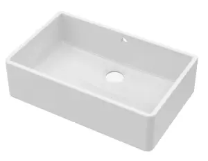 795mm - Fireclay Single Bowl Butler Kitchen Sink - with Overflow &  No Tap Hole